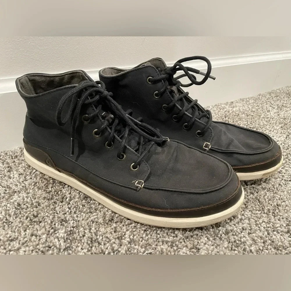 Olukai Nalukai Kapa men's black canvas chukka shoe, size 9.5
